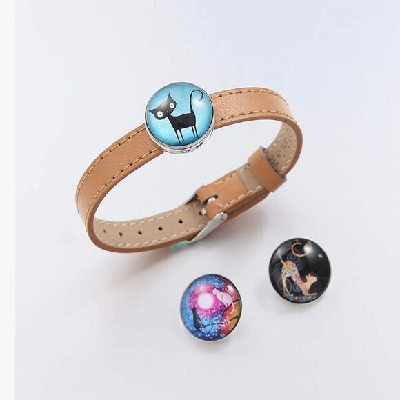 20PCS Cat Snap Button Charms Interchangeable For Necklace And Bracelet Glass - Picture 4 of 8